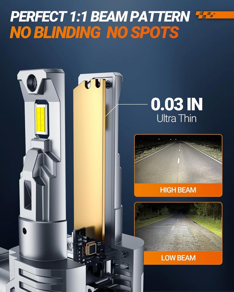 SEALIGHT مصابيح H11 مع ضوء أبيض 6500K، 30000LM ساطع للغاية، تصميم ميني 1:1 لمصابيح ضباب H16، توصيل وتشغيل في 3 دقائق، عبوة من 2 - Image 5